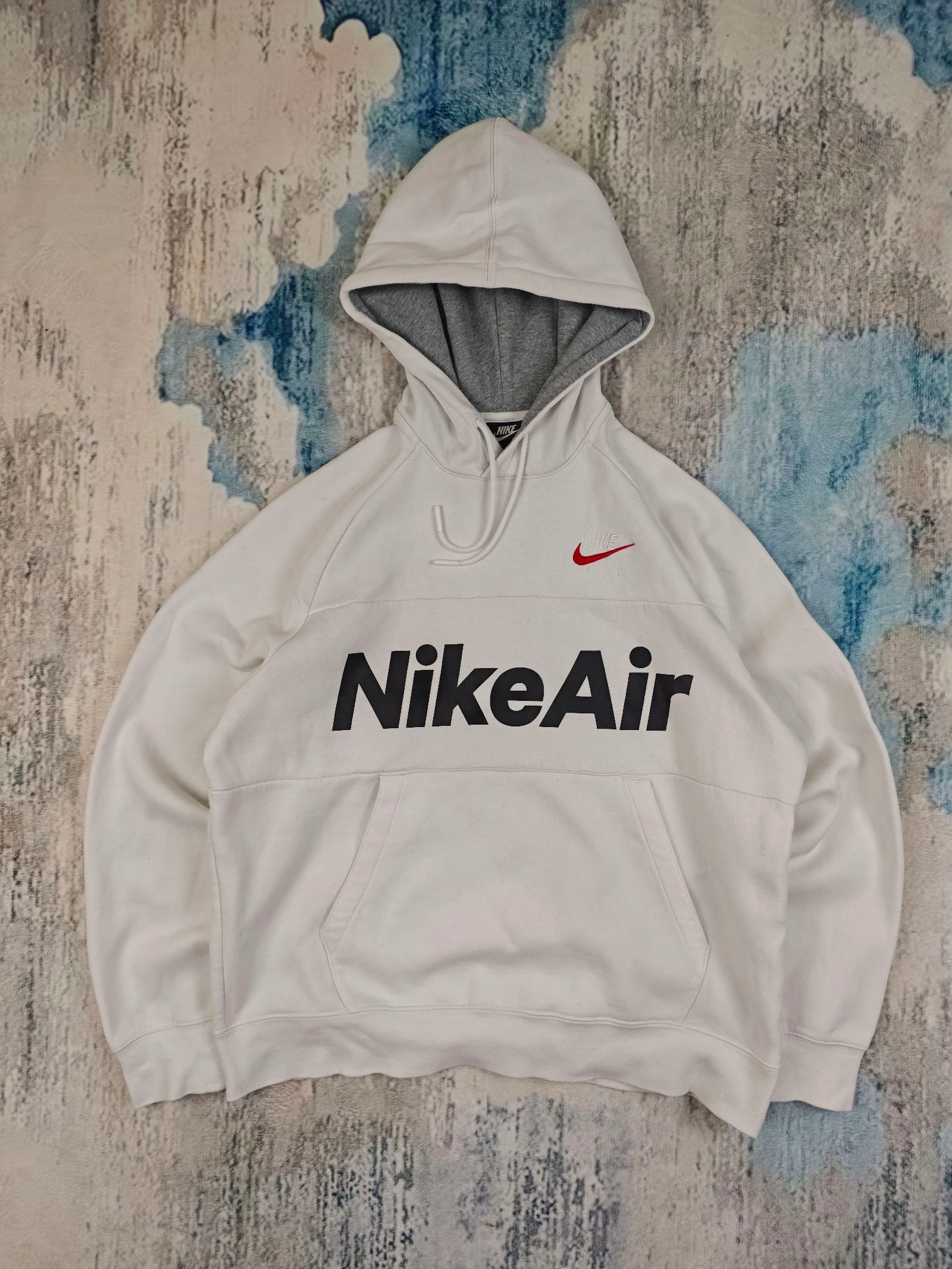 Moletom com capuz Nike Air branco cinza forrado Streetwear Y2K tamanho M – photo 2